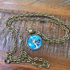 Blue Tree of Life pendant necklace